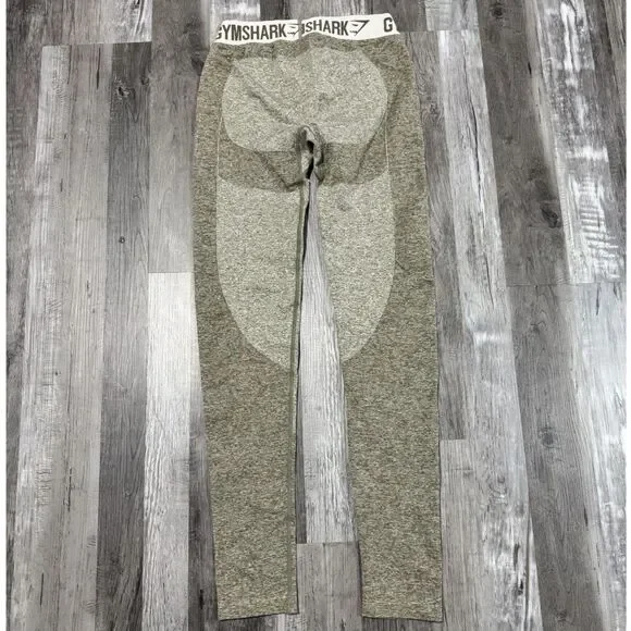 Small M - Gymshark Women's Flex Cropped Leggings Khaki/Sand - Picture 2 of 3